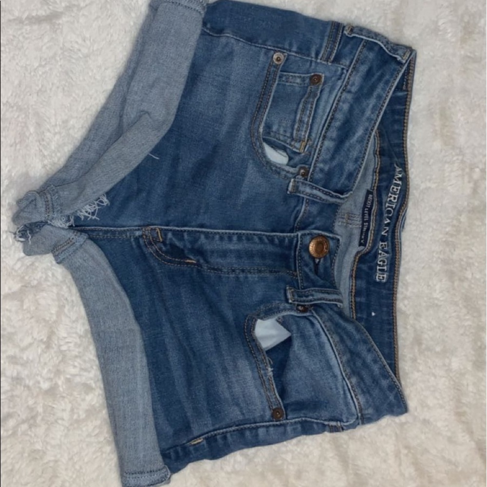 stretchy high waisted american eagle jean shorts